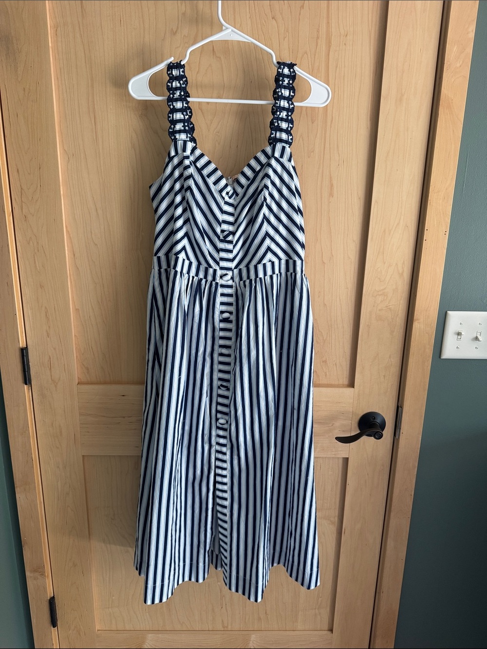 NWT Skies are Blue Navy and White Striped Midi Sundress